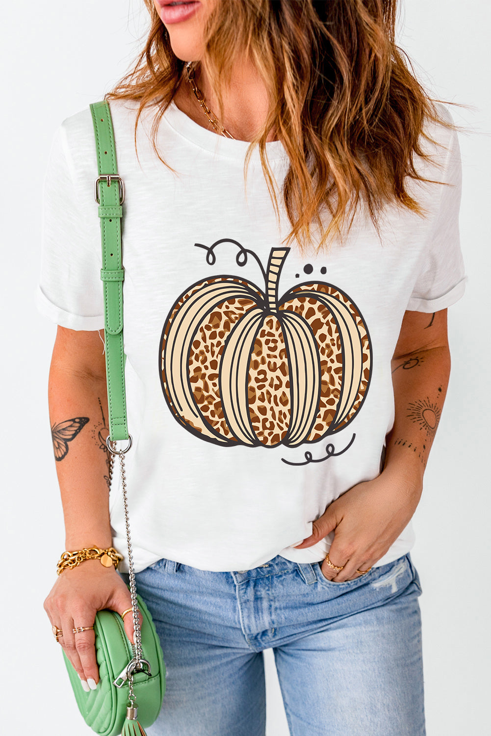 Pumpkin Round Neck Short Sleeve T-Shirt-Angel Casuals