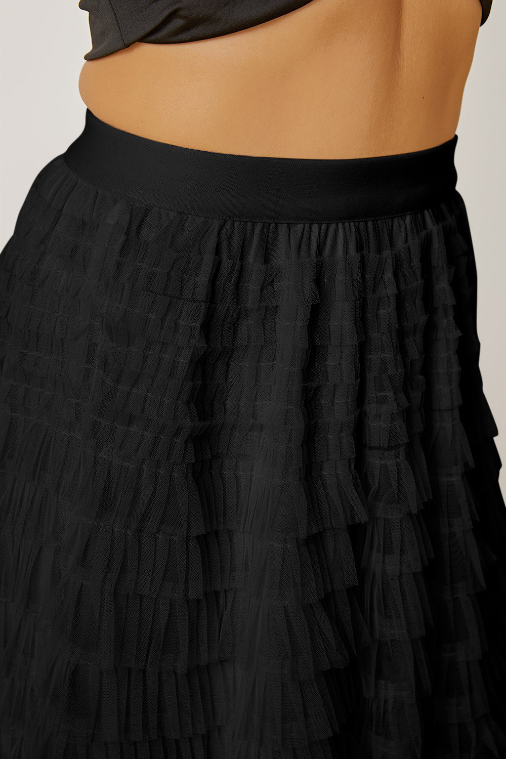 Ruched High Waist Tiered Skirt-Angel Casuals