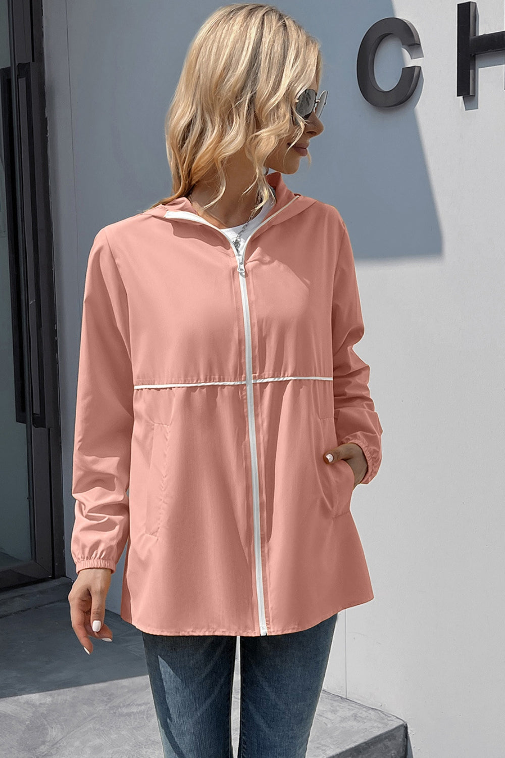 Ivy Lane Zip Up Long Sleeve Hooded Watertight Jacket-Angel Casuals