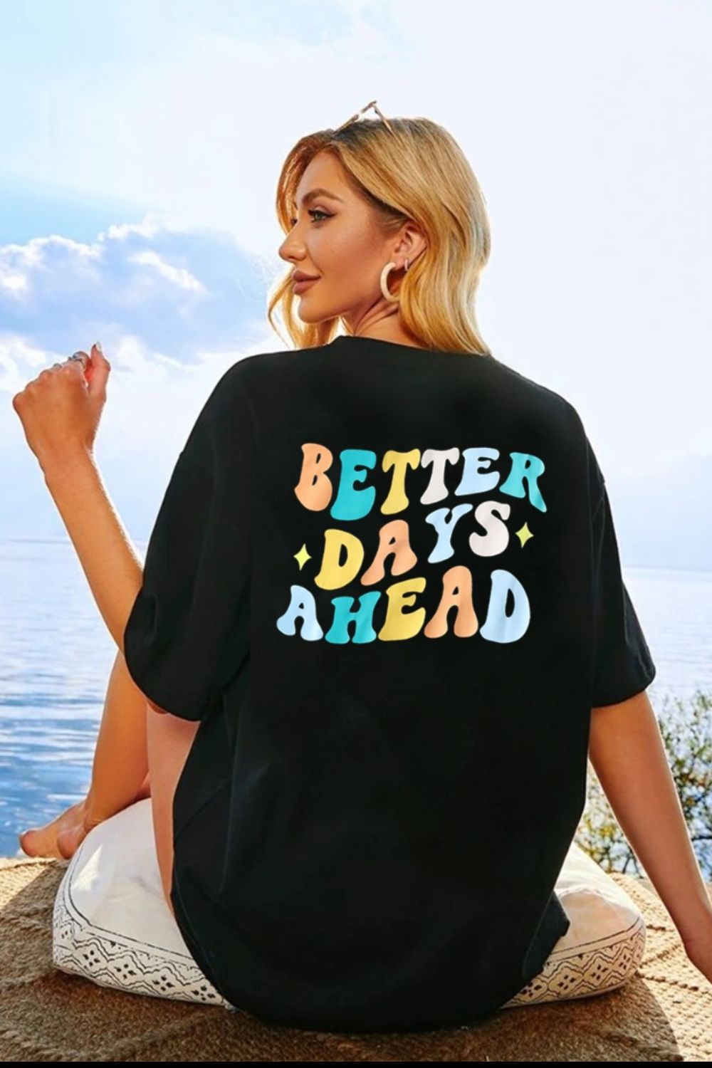BETTER DAYS AHEAD Round Neck T-Shirt-Angel Casuals