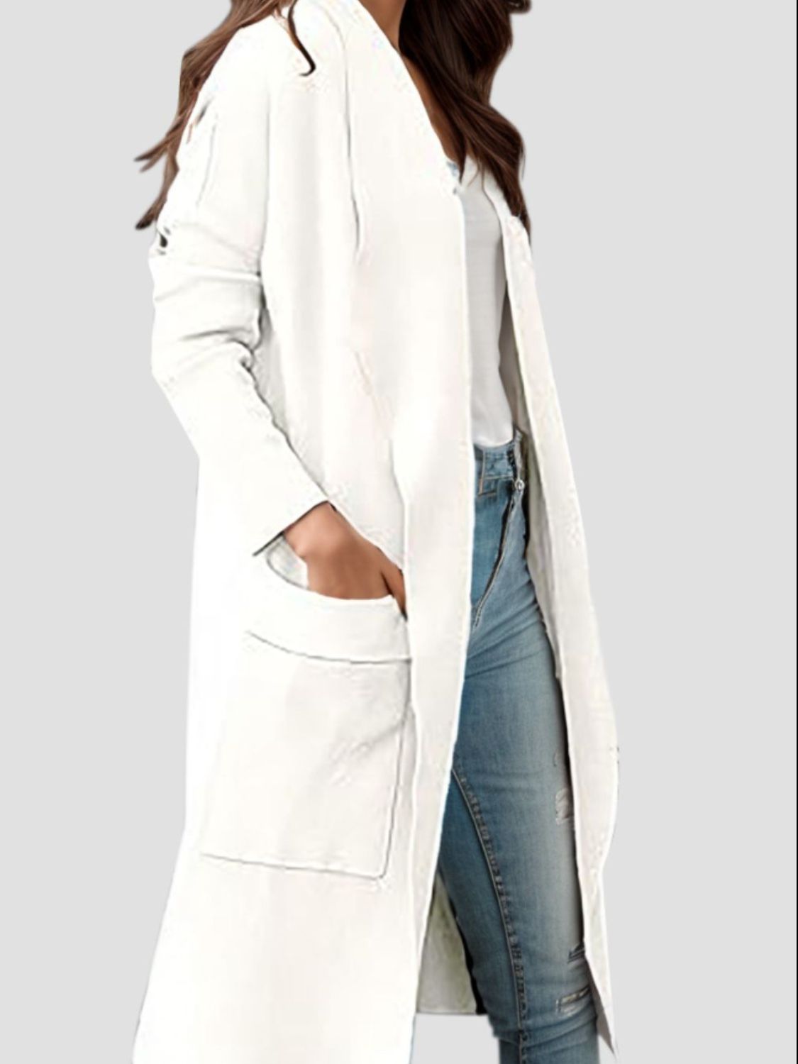 Open Front Dropped Shoulder Outerwear-Angel Casuals
