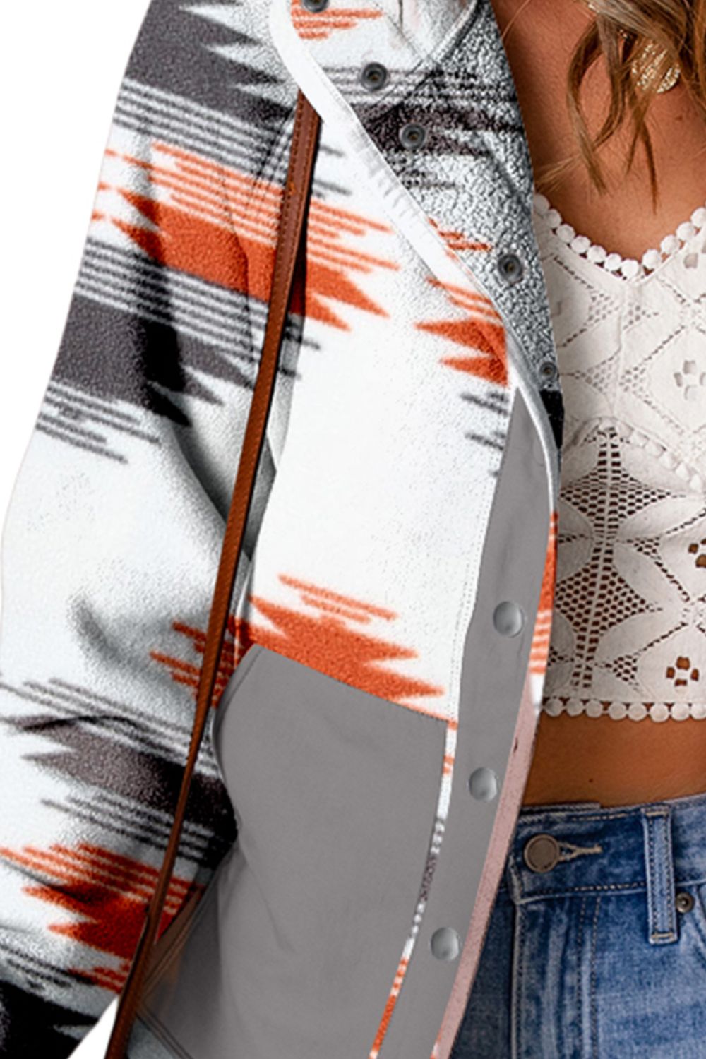 Printed Snap Down Hooded Jacket-Angel Casuals