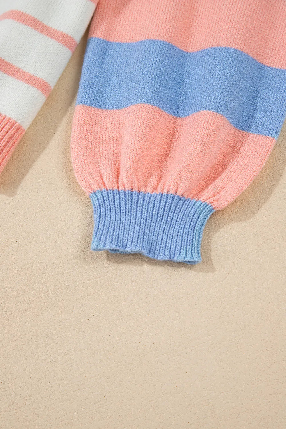 Contrast Striped Round Neck Long Sleeve Sweater-Angel Casuals