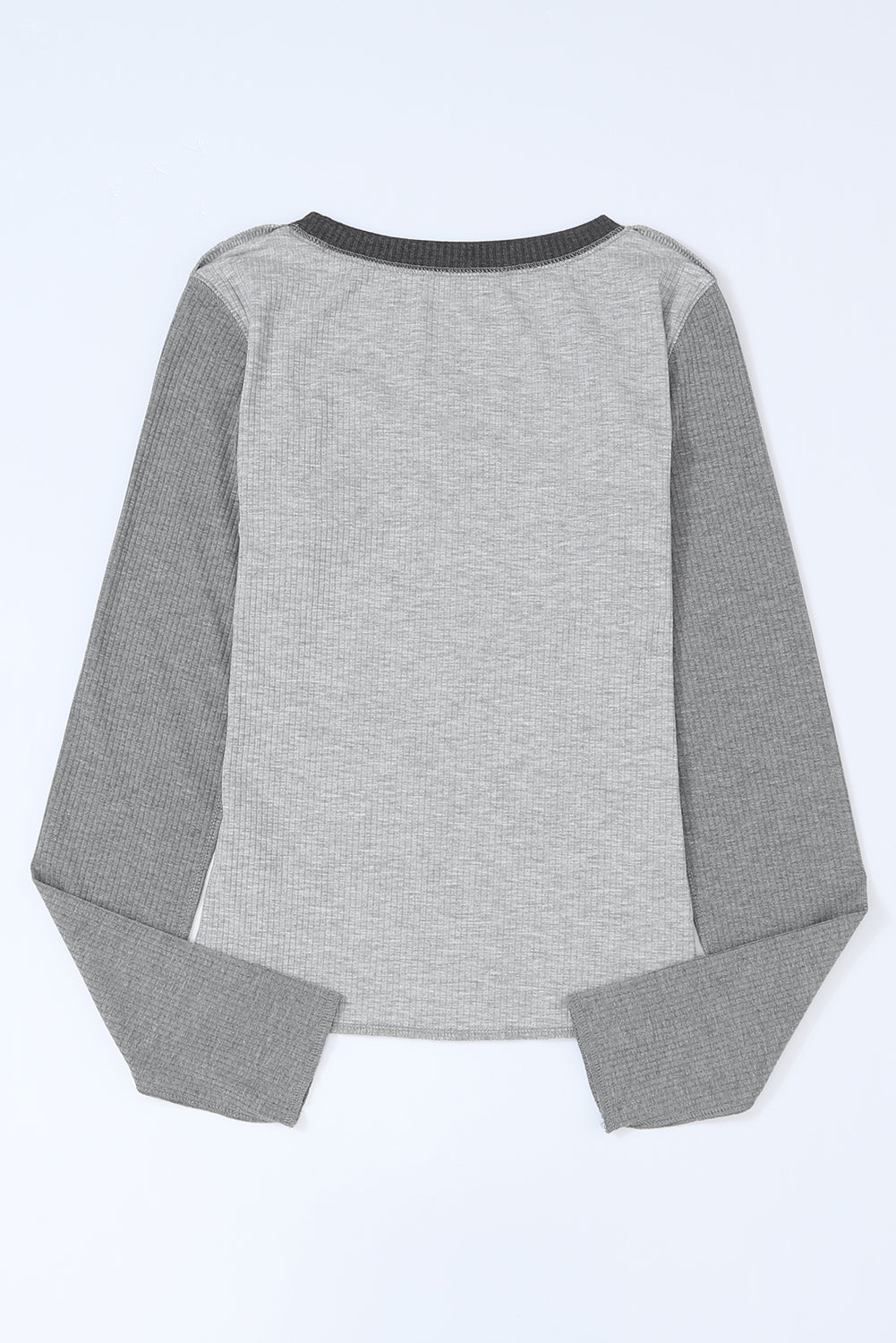 Exposed Seam Contrast Round Neck Long Sleeve T-Shirt-Angel Casuals