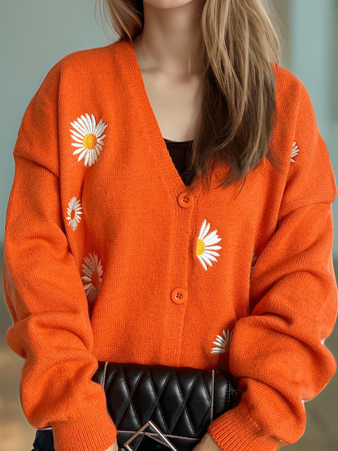 Daisy Button Up V-Neck Cardigan-Angel Casuals