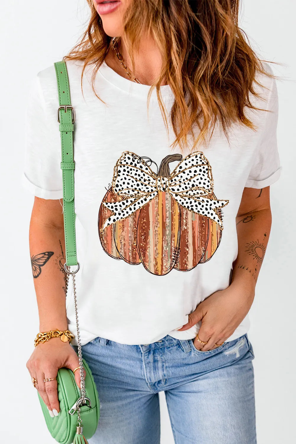 Full Size Pumpkin Round Neck Short Sleeve T-Shirt-Angel Casuals