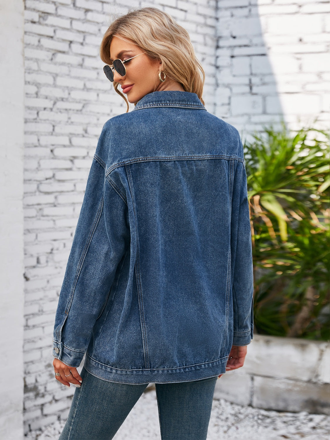 Button Up Long Sleeve Denim Jacket-Angel Casuals