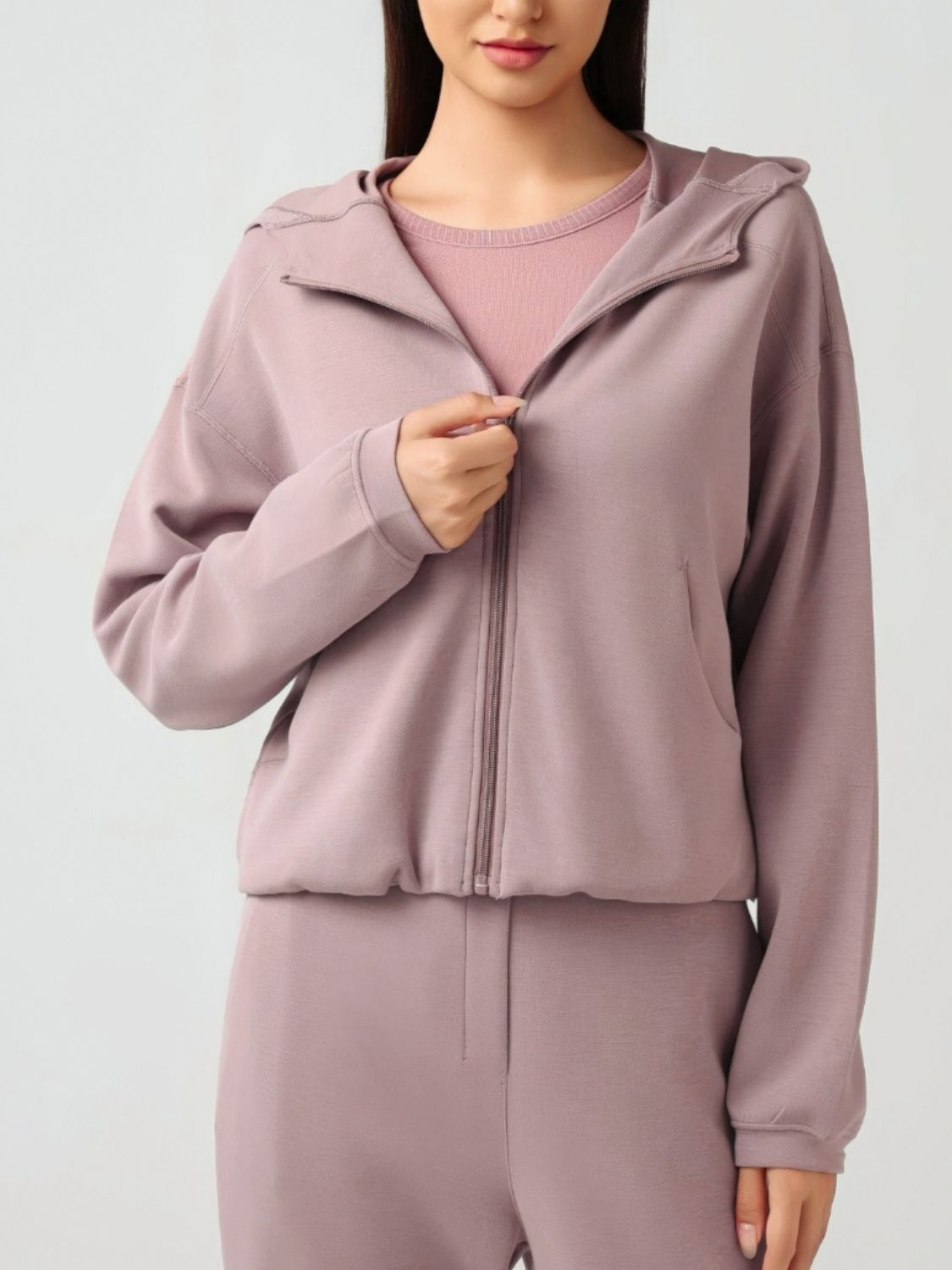 Millennia Zip Up Dropped Shouder Active Hooded-Angel Casuals