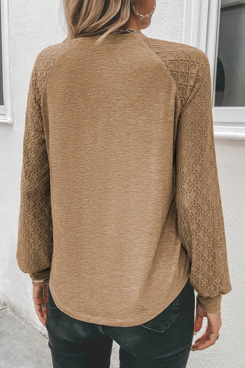 Heathered Round Neck Long Sleeve T-Shirt-Angel Casuals