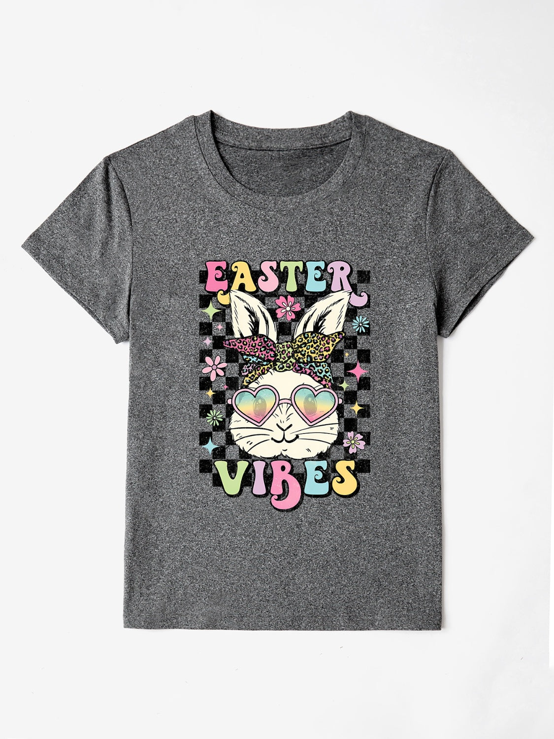 EASTER VIBES Round Neck Short Sleeve T-Shirt-Angel Casuals