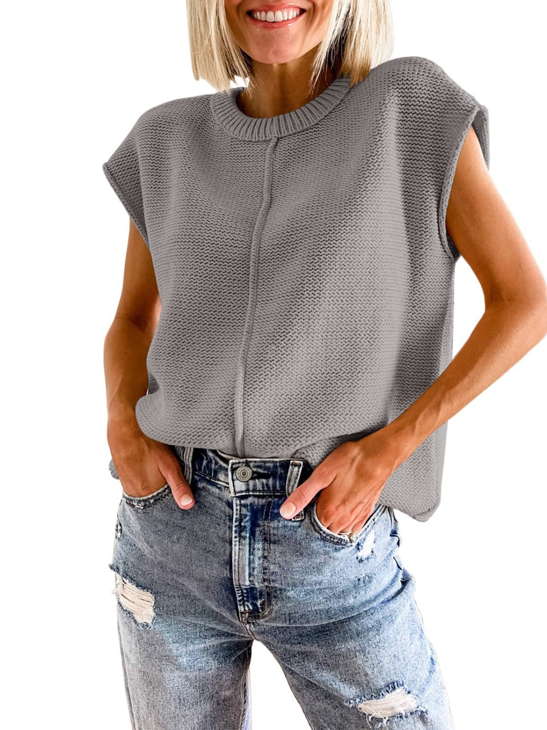 Cap Sleeve Sweater Vest-Angel Casuals