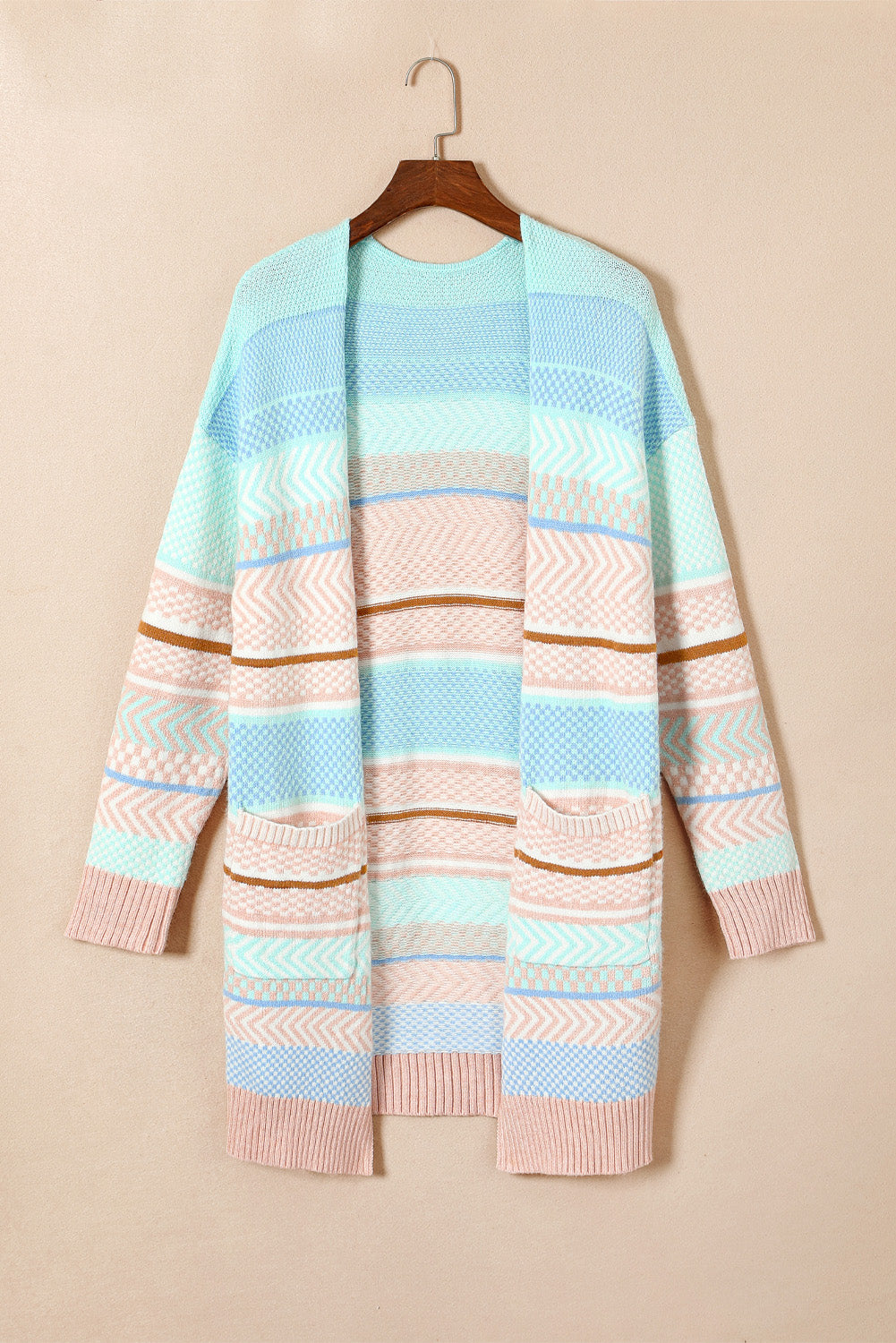 Color Block Pocketed Dropped Shoulder Cardigan-Angel Casuals