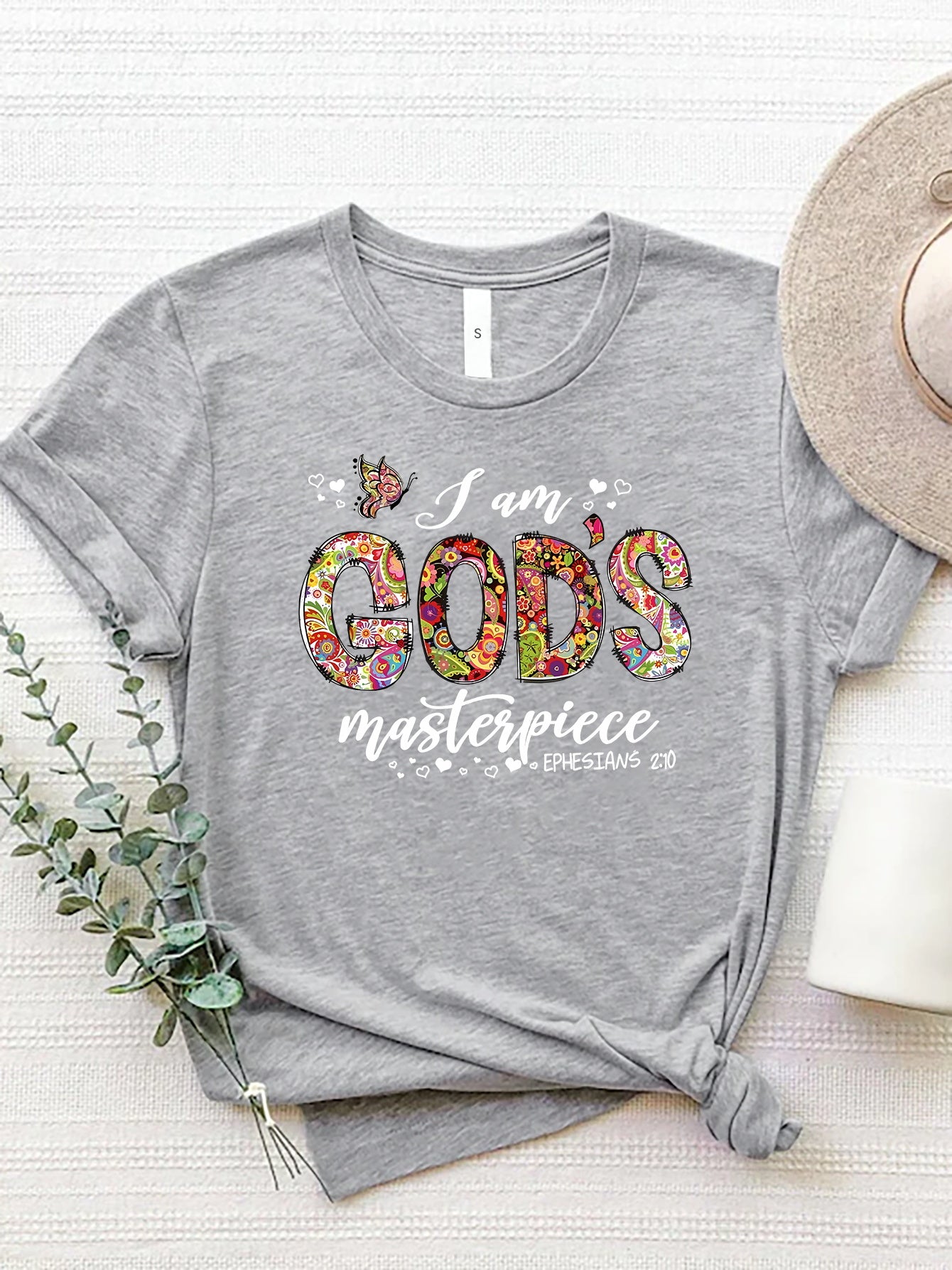 Letter Graphic Round Neck Short Sleeve T-Shirt-Angel Casuals