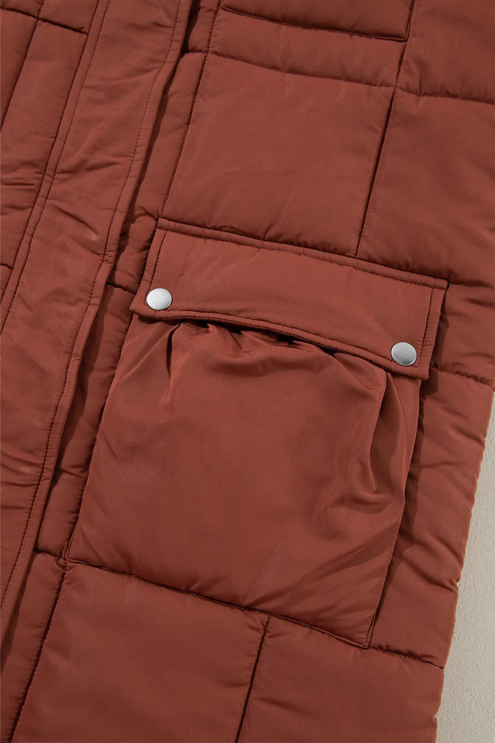 Pocketed Bubble Texture Long Sleeve Longline Winter Coat-Angel Casuals