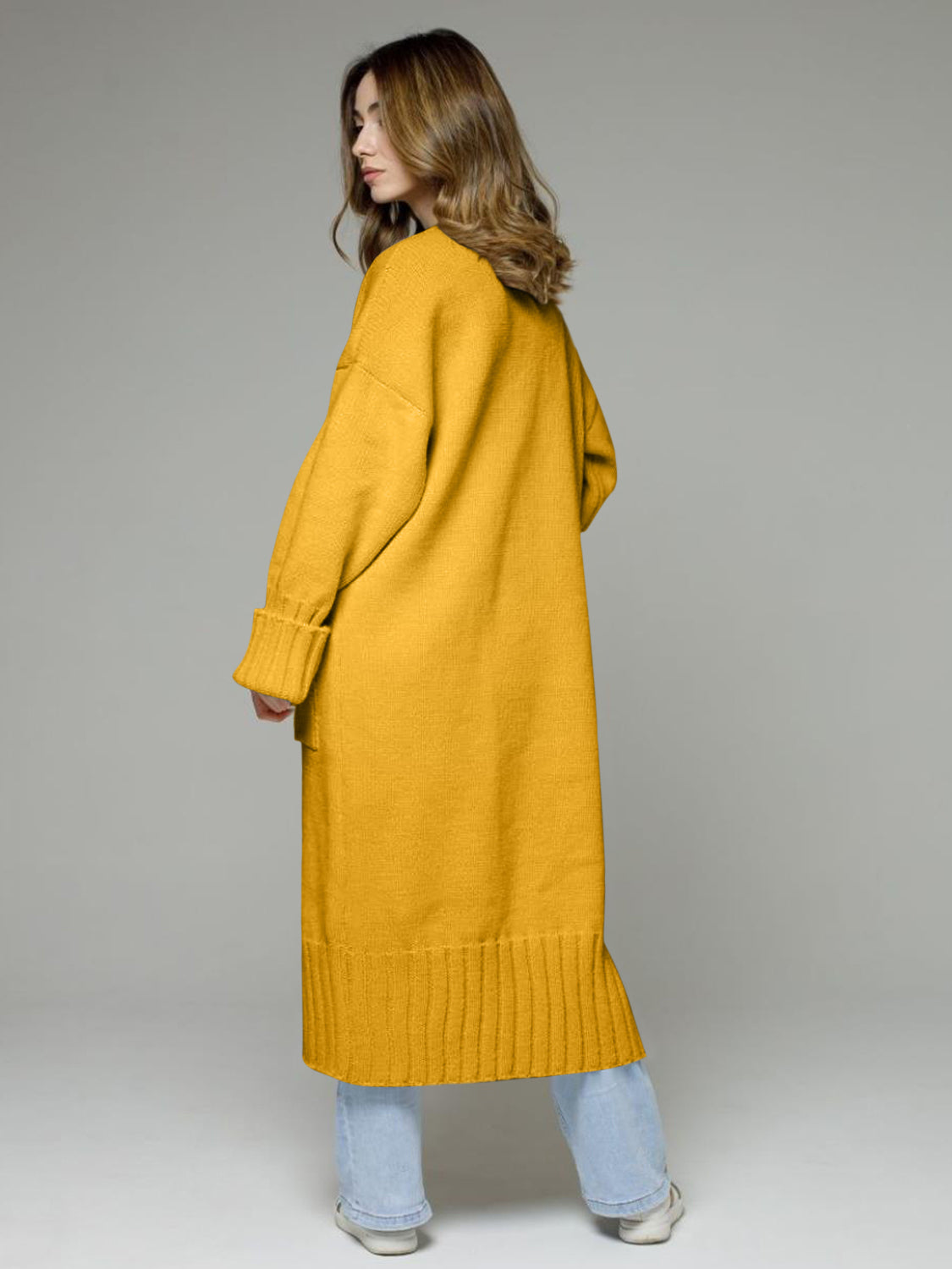 Pocketed Open Front Dropped Shoulder Cardigan-Angel Casuals