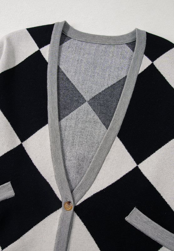 Color Block Button Down Long Sleeve Cardigan-Angel Casuals