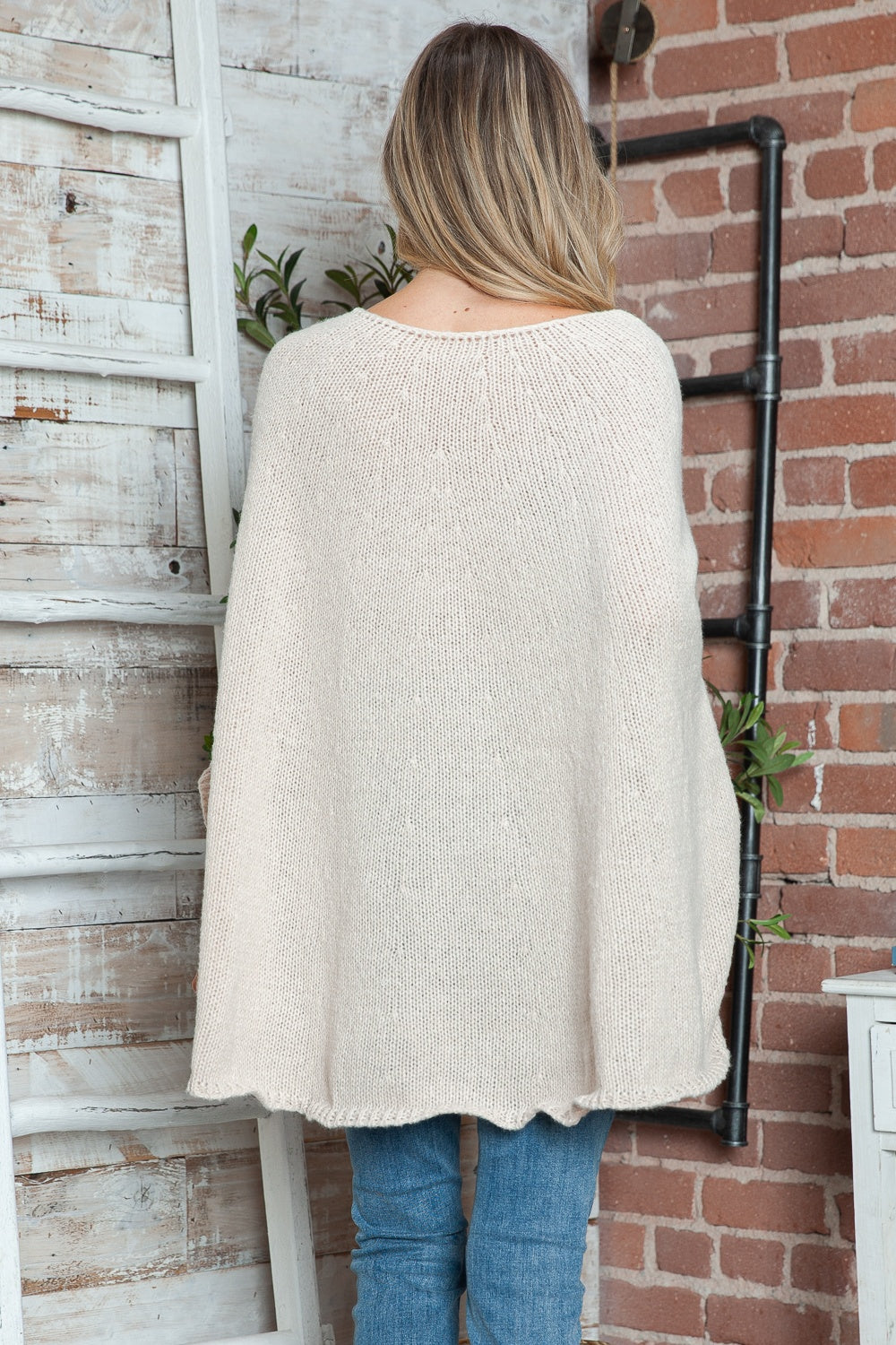 Round Neck Batwing Sleeve Sweater-Angel Casuals