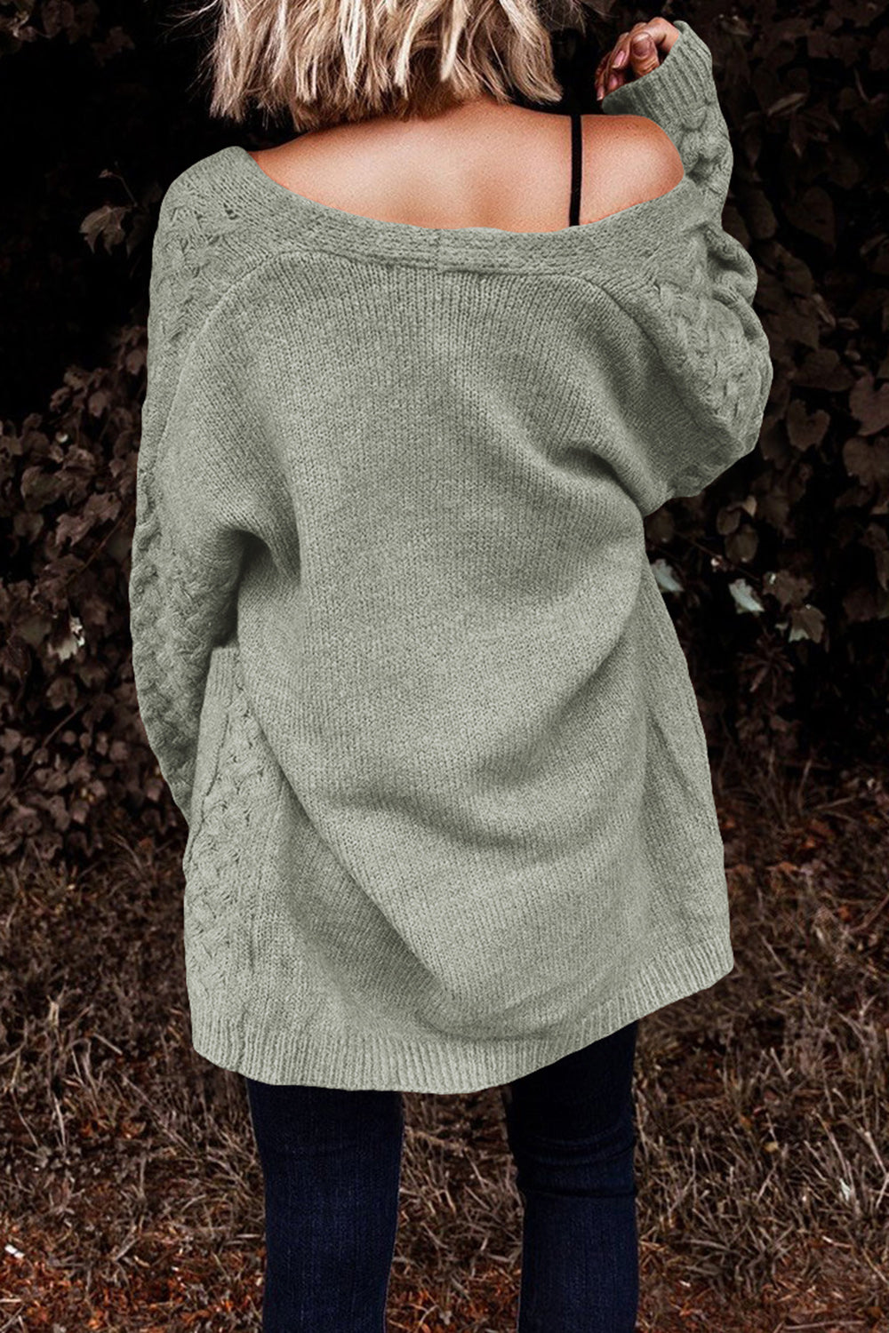 Open Front Dropped Shoulder Cardigan with Pockets-Angel Casuals
