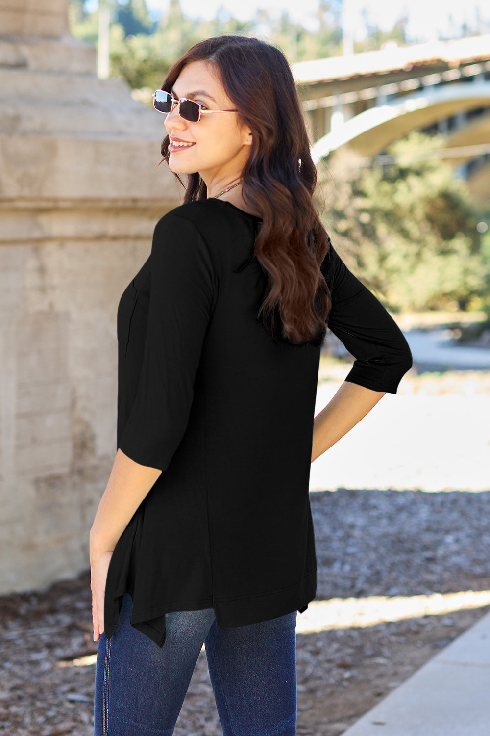 Basic Bae Full Size Round Neck Pocketed T-Shirt-Angel Casuals