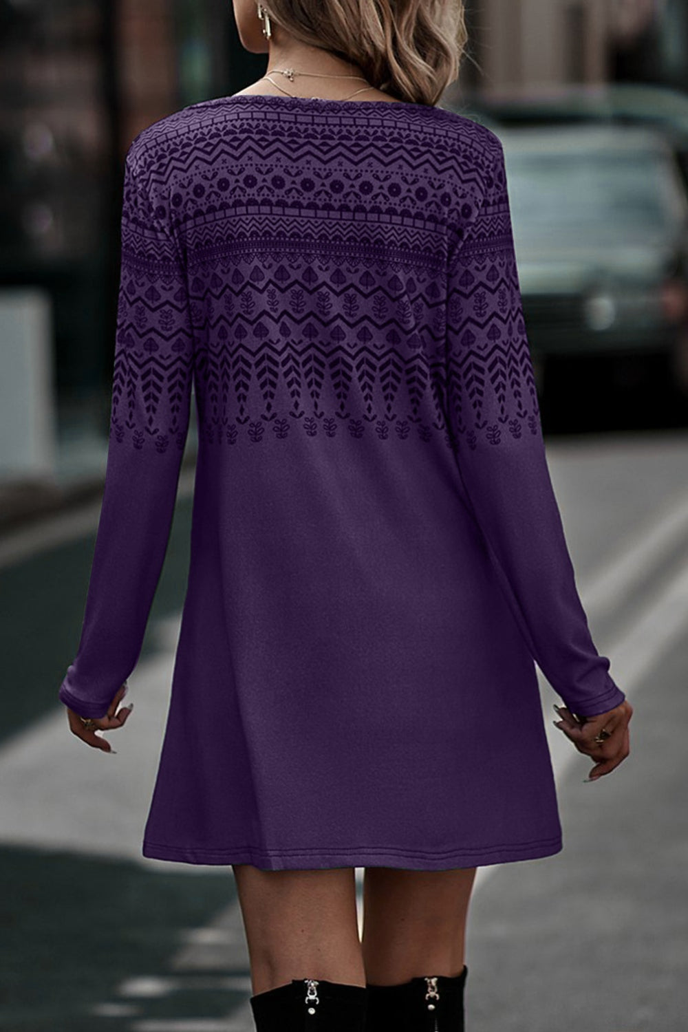 Printed Round Neck Long Sleeve T-Shirt-Angel Casuals