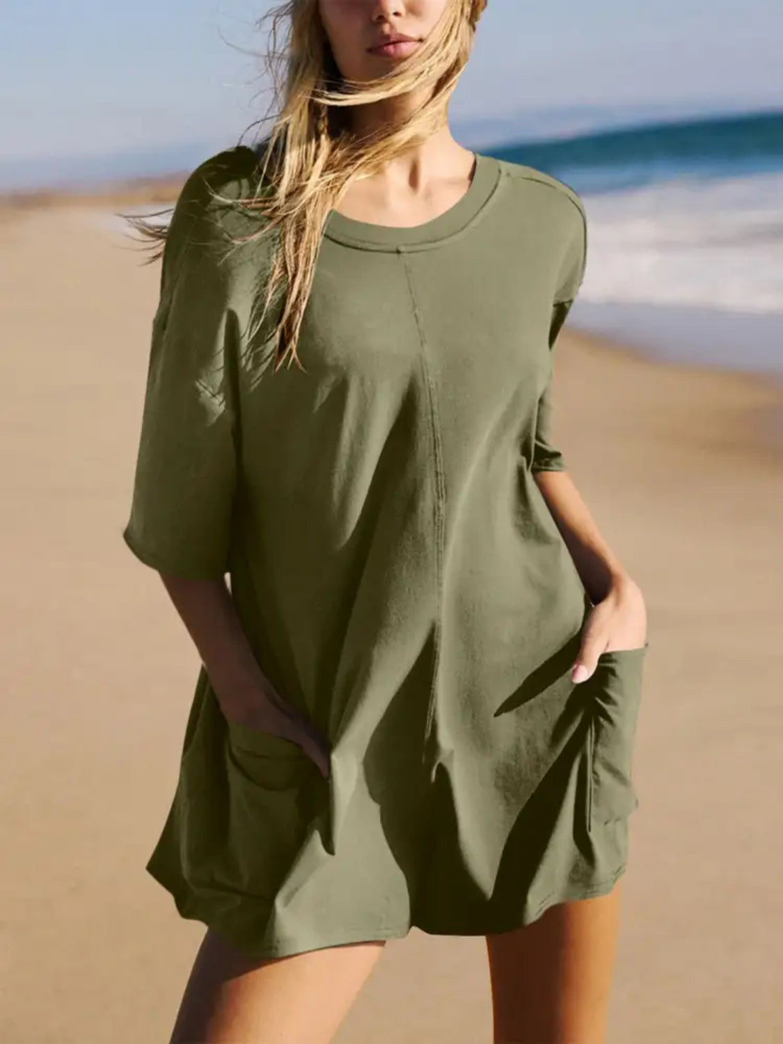 Backless Round Neck Half Sleeve Romper-Angel Casuals