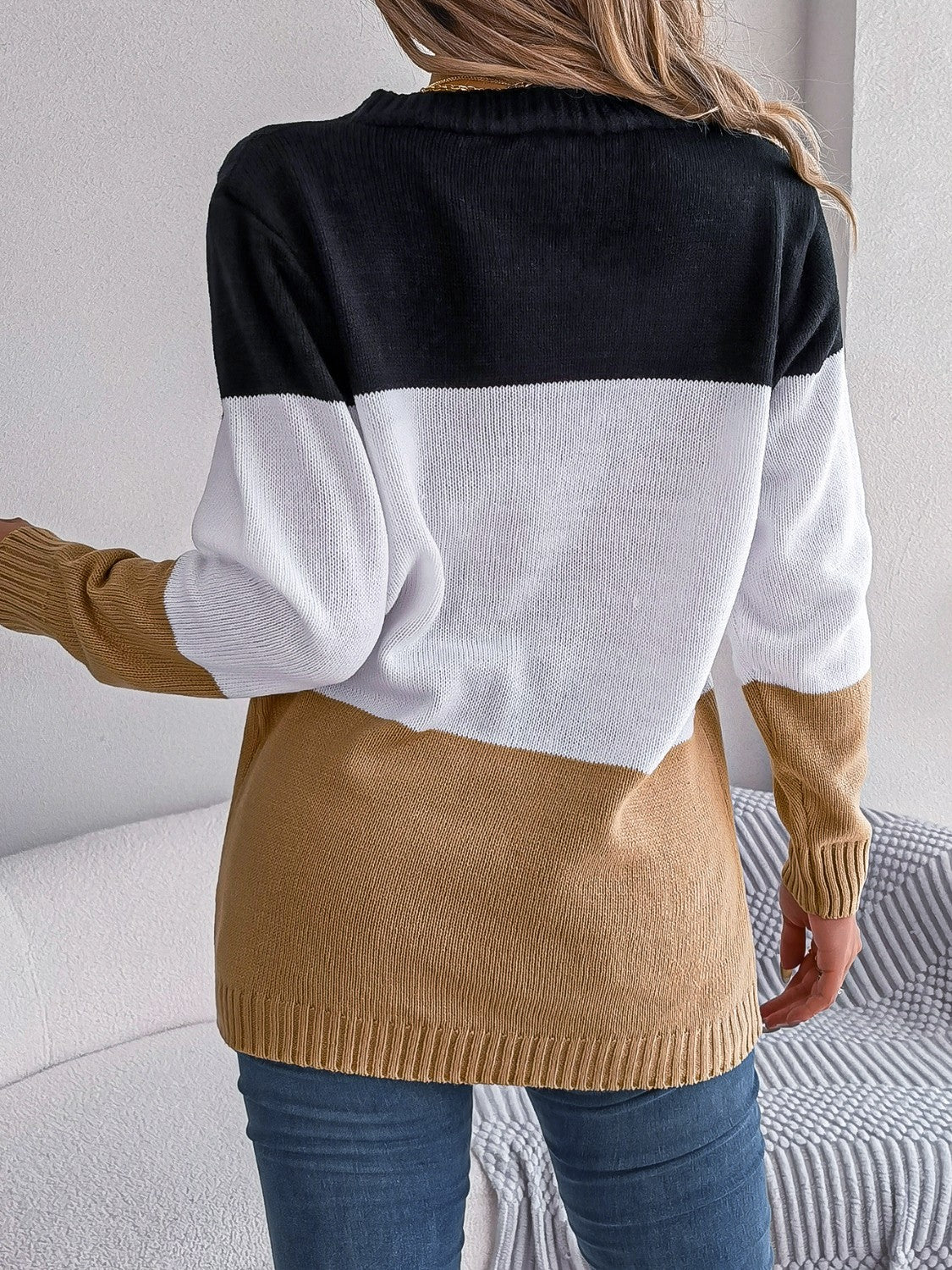 Cable-Knit Striped Button Up Cardigan-Angel Casuals