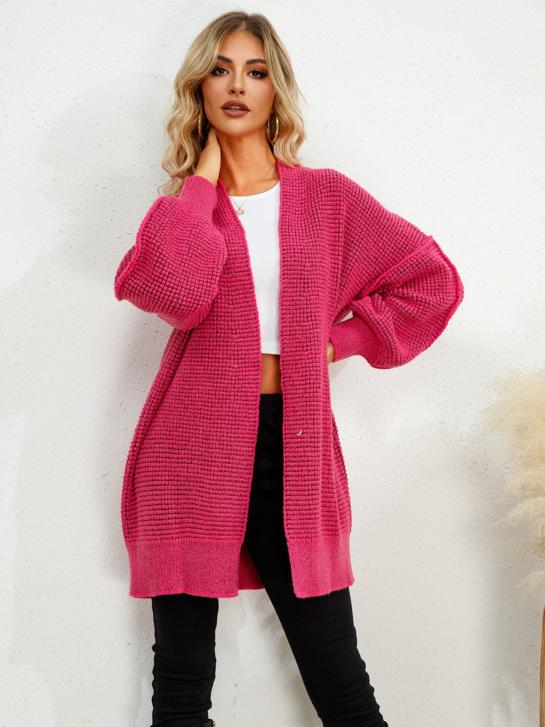 Open Front Dropped Shoulder Cardigan-Angel Casuals
