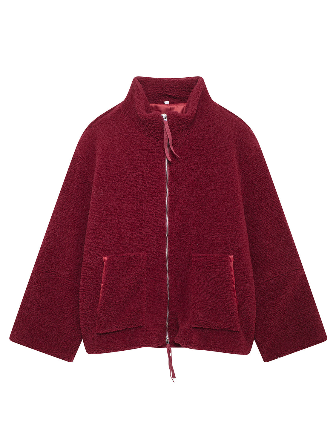 Turtleneck Zip Up Long Sleeve Plush Jacket-Angel Casuals
