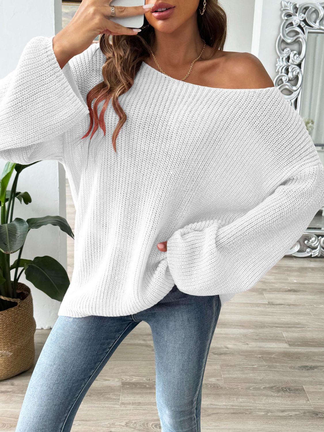 Round Neck Long Sleeve Sweater-Angel Casuals