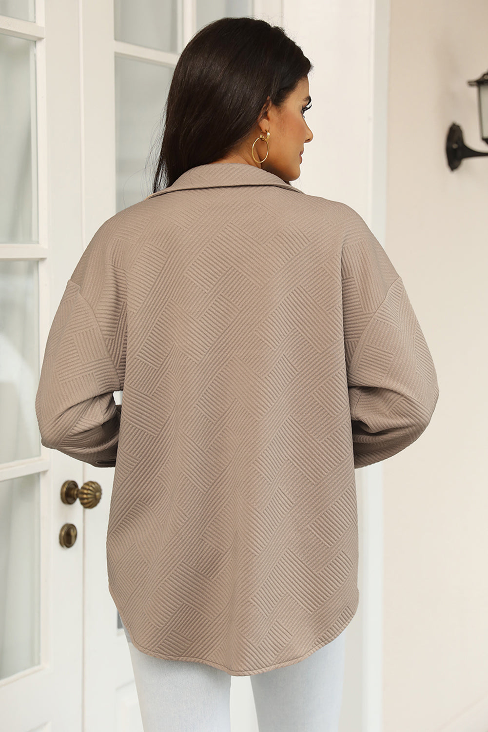 Snap Down Collared Jacket-Angel Casuals
