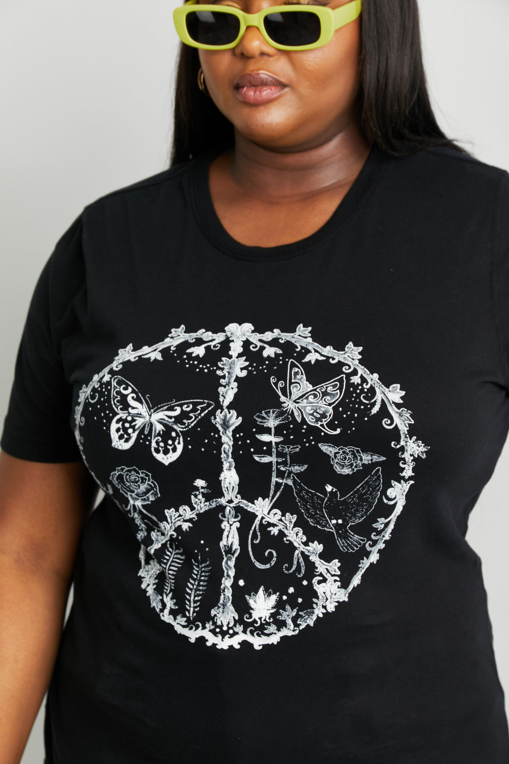 mineB Full Size Butterfly Graphic Tee Shirt-Angel Casuals