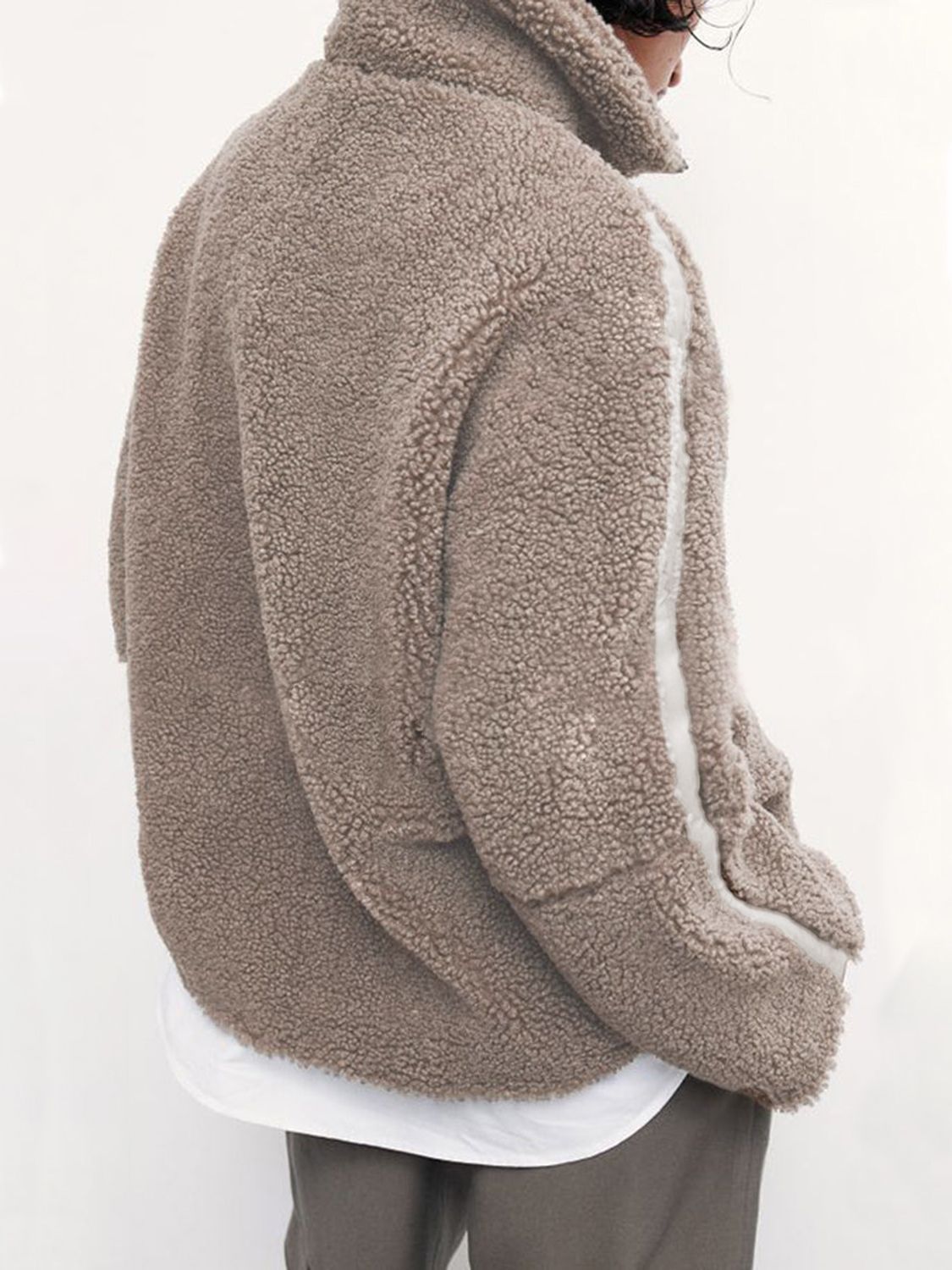 Zip Up Turtleneck Long Sleeve Plush Jacket-Angel Casuals