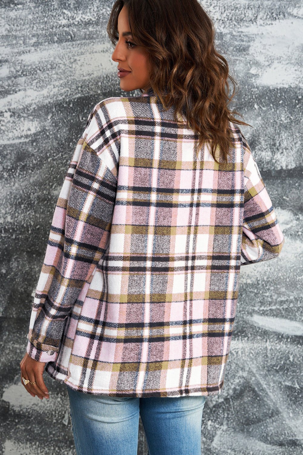 Double Take Plaid Button Front Shirt Jacket with Breast Pockets-Angel Casuals