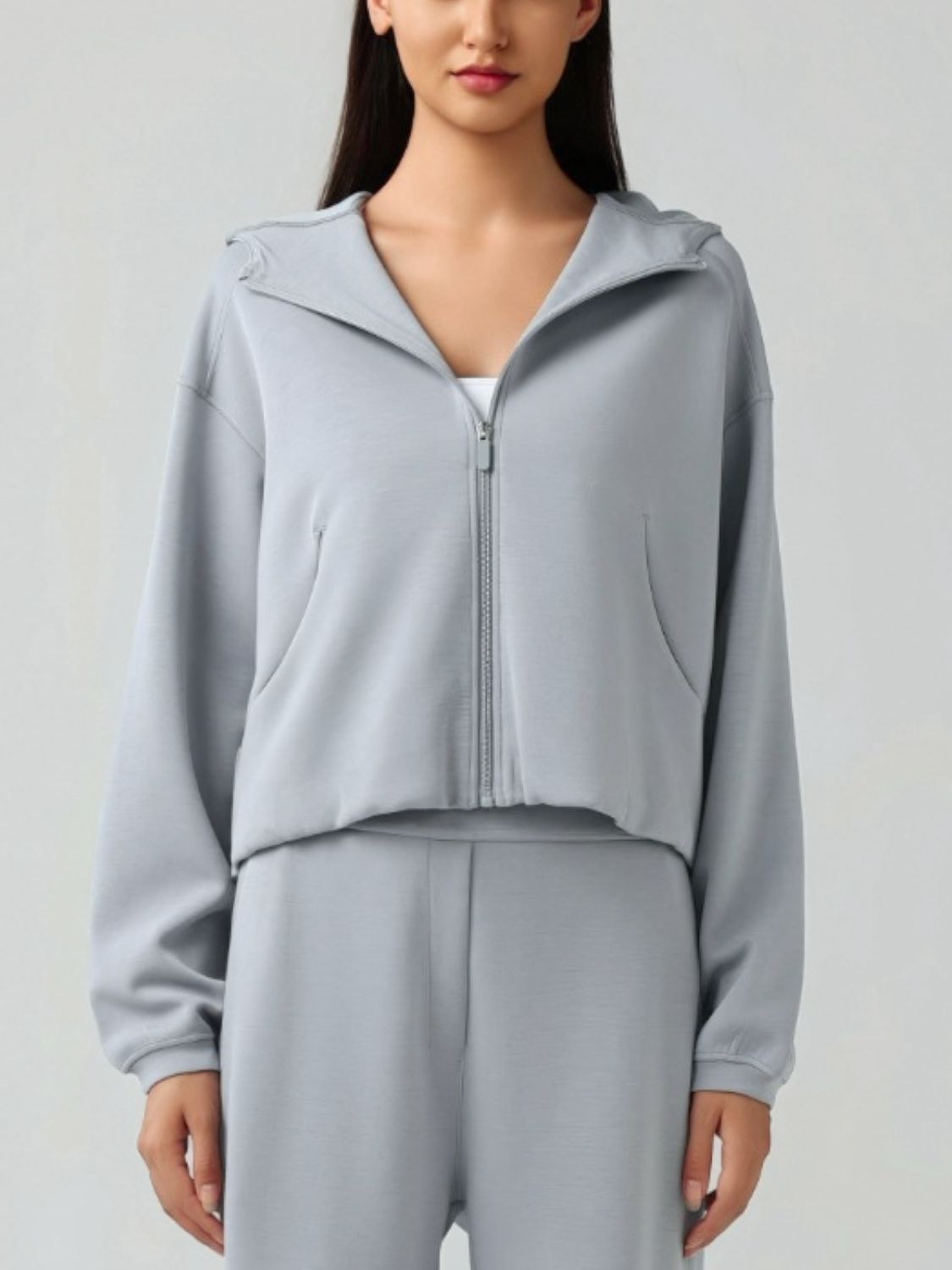 Millennia Zip Up Dropped Shouder Active Hooded-Angel Casuals