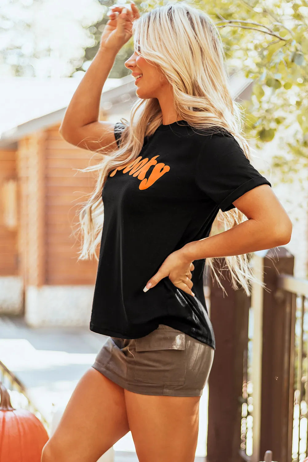 SPOOKY Round Neck Short Sleeve T-Shirt-Angel Casuals