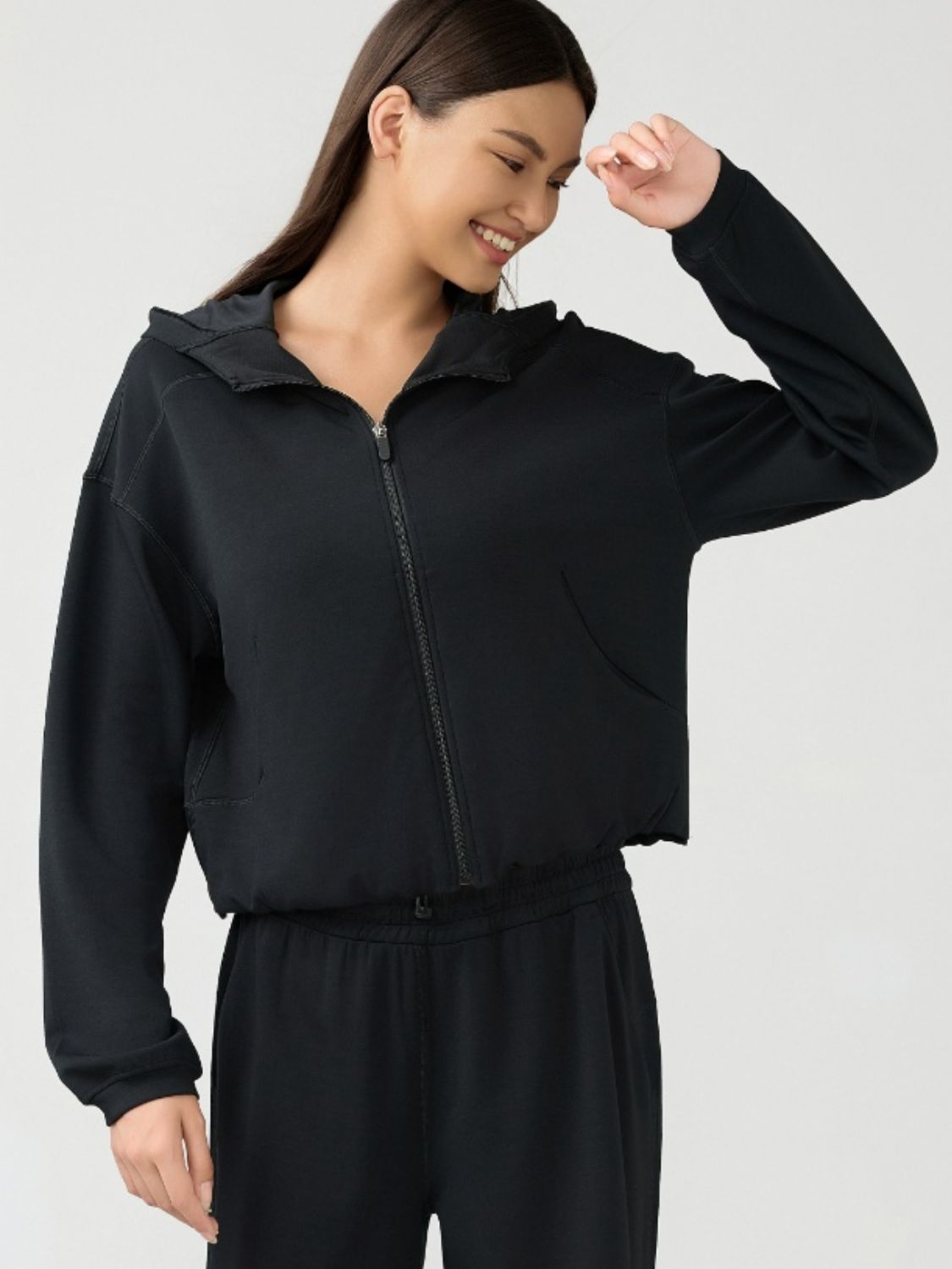 Millennia Zip Up Dropped Shouder Active Hooded-Angel Casuals