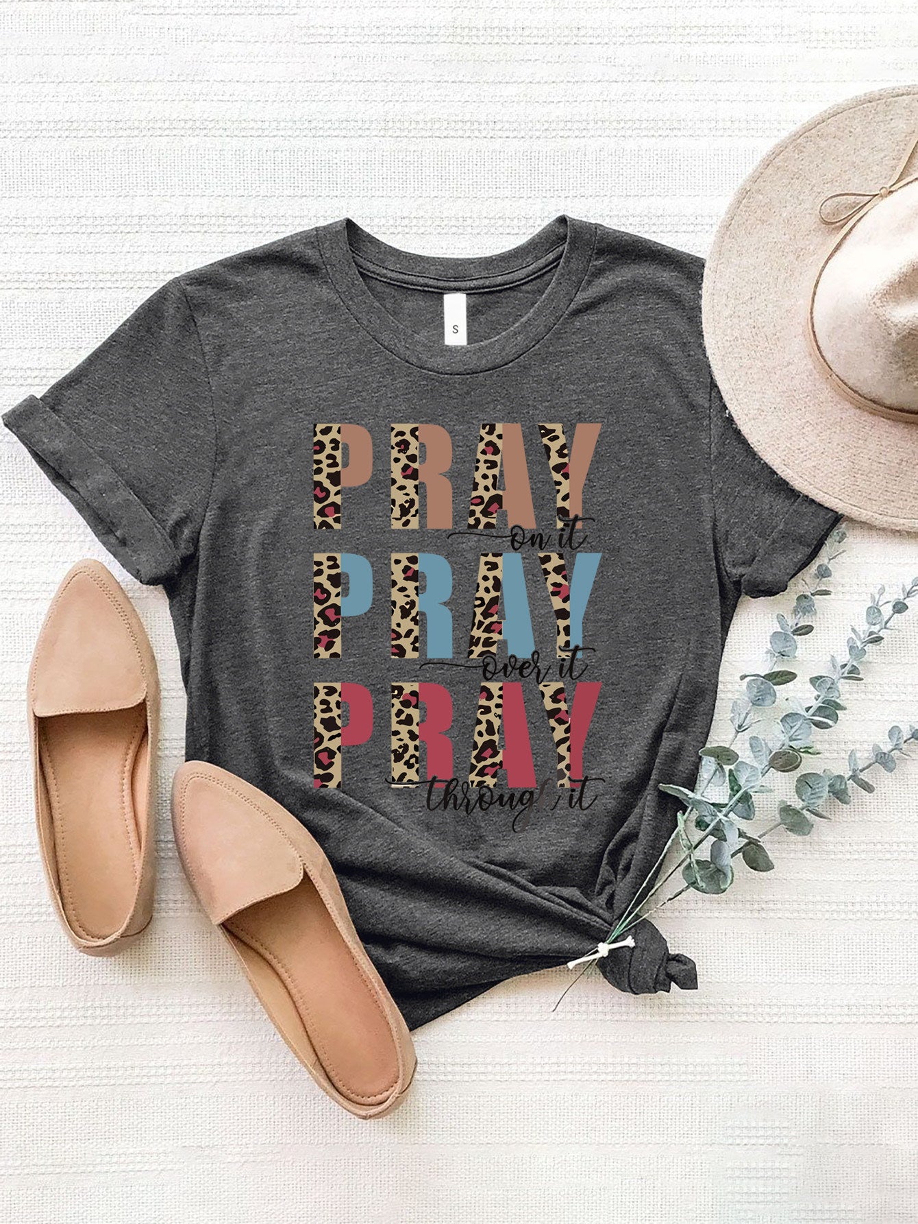 Letter Graphic Round Neck Short Sleeve T-Shirt-Angel Casuals