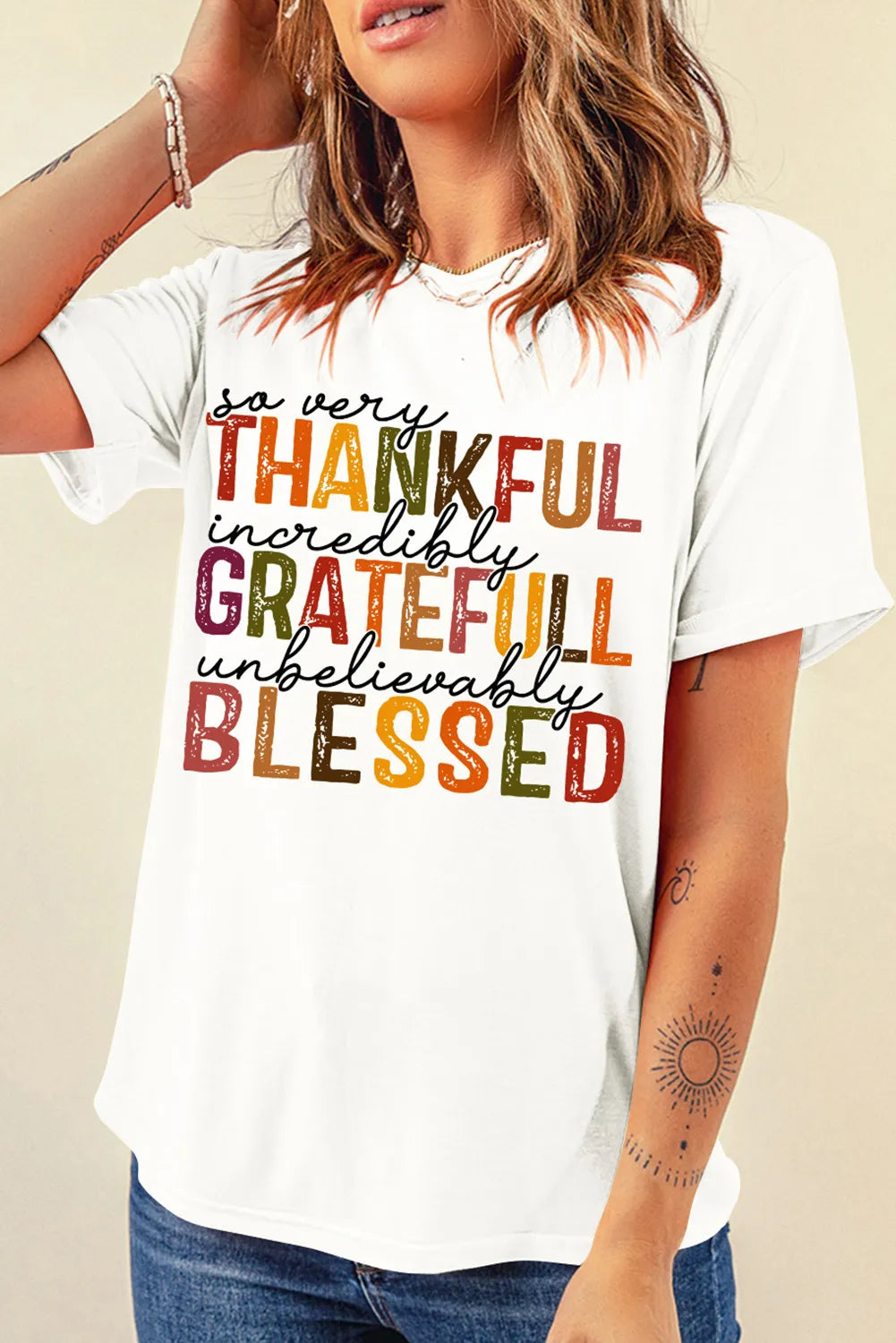 Letter Graphic Round Neck Short Sleeve T-Shirt-Angel Casuals