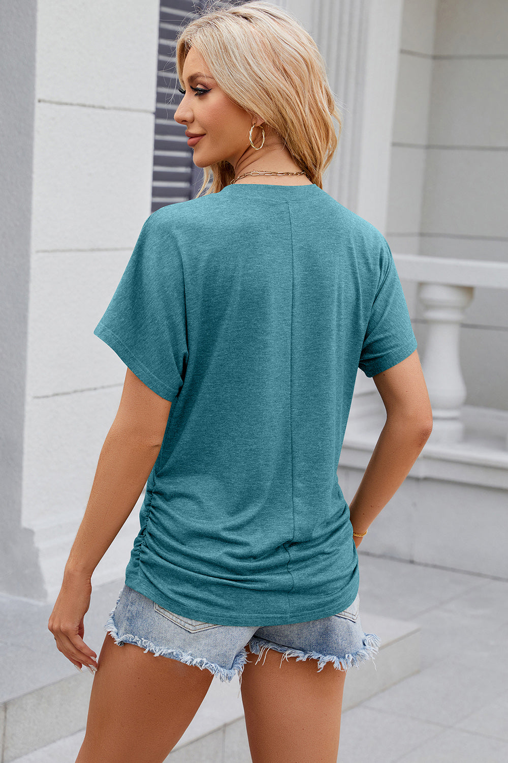 Round Neck Flutter Sleeve T-Shirt-Angel Casuals
