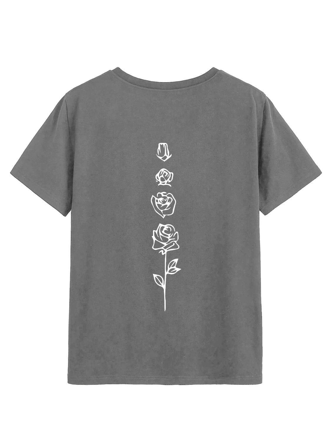 Rose Round Neck Short Sleeve T-Shirt-Angel Casuals