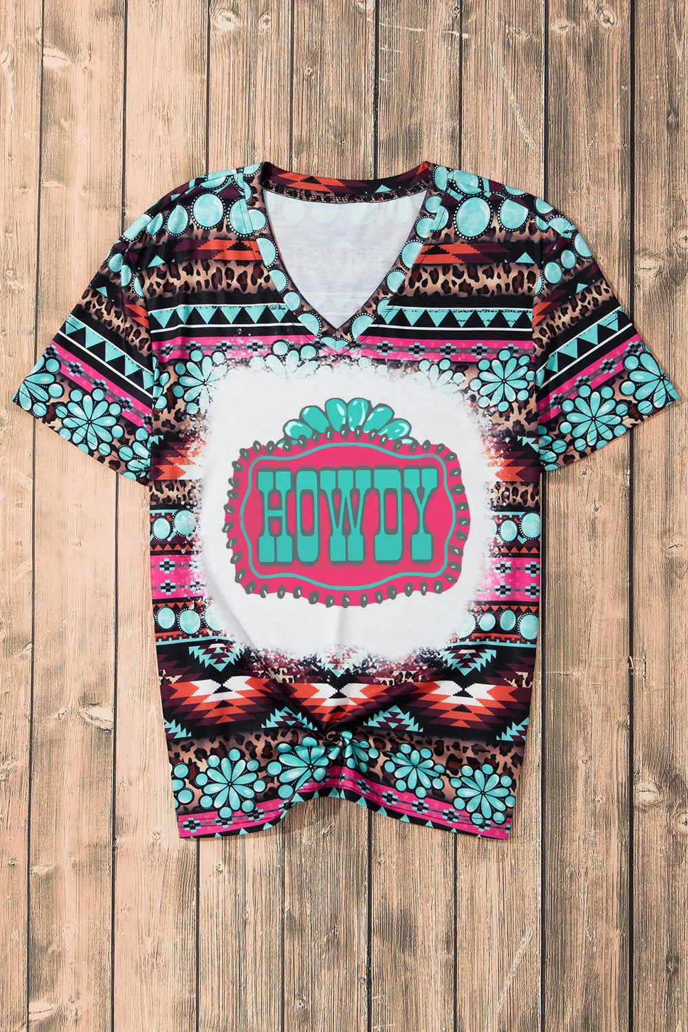 HOWDY V-Neck Short Sleeve T-Shirt-Angel Casuals