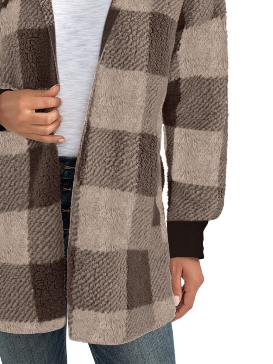 Plaid Long Sleeve Hooded Coat-Angel Casuals
