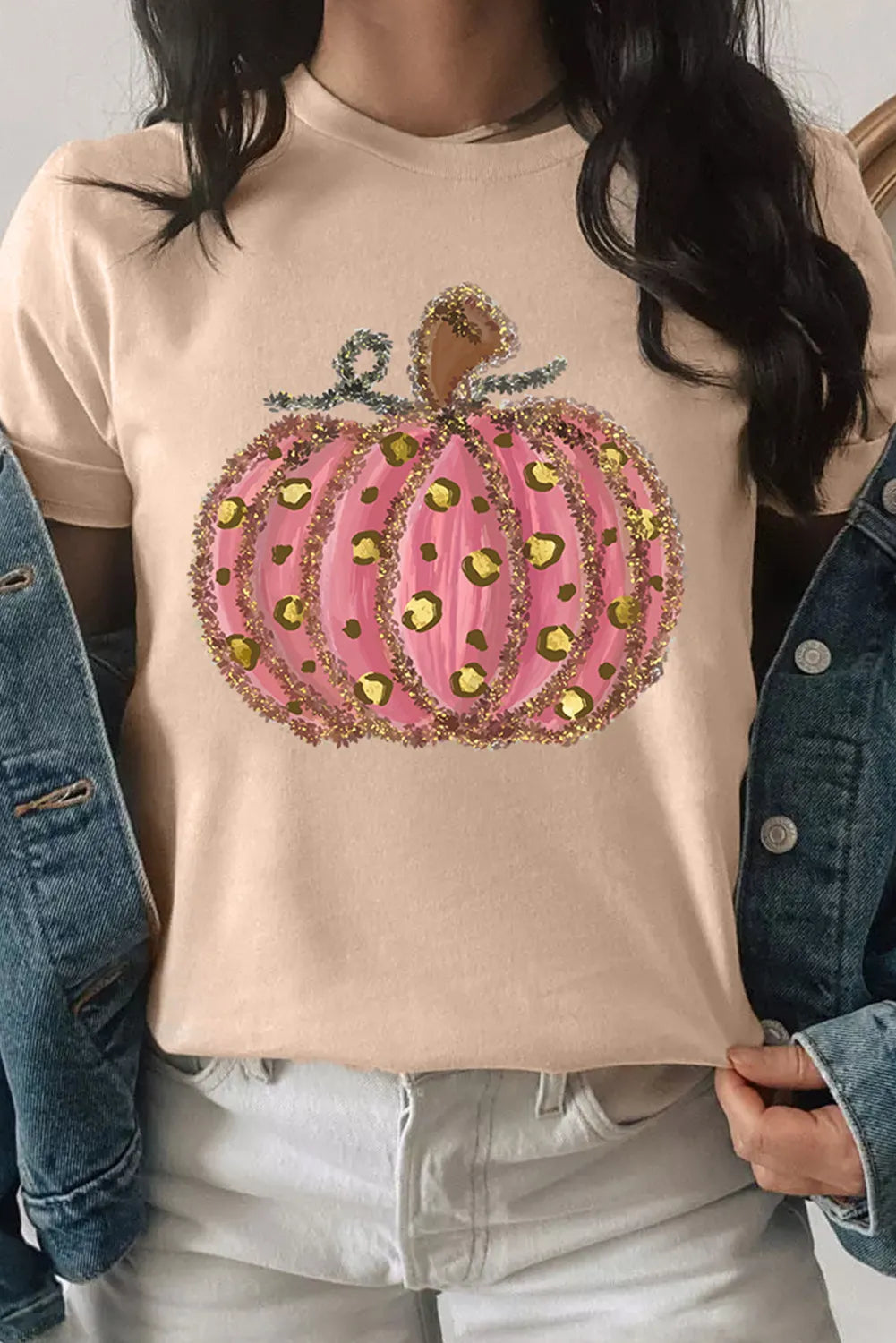 Pumpkin Round Neck Short Sleeve T-Shirt-Angel Casuals