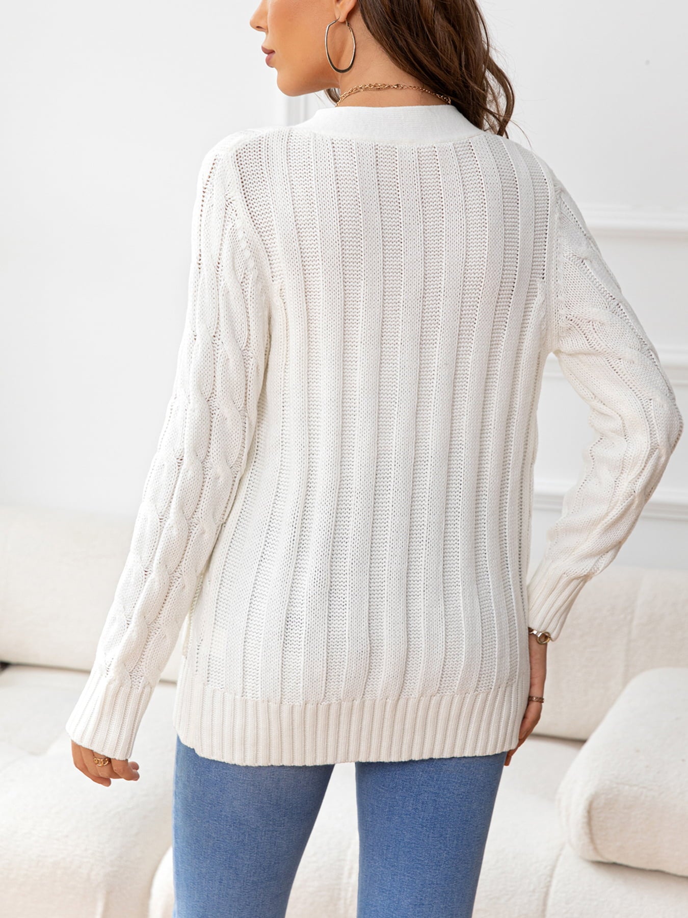 Button Down Cable-Knit Cardigan-Angel Casuals