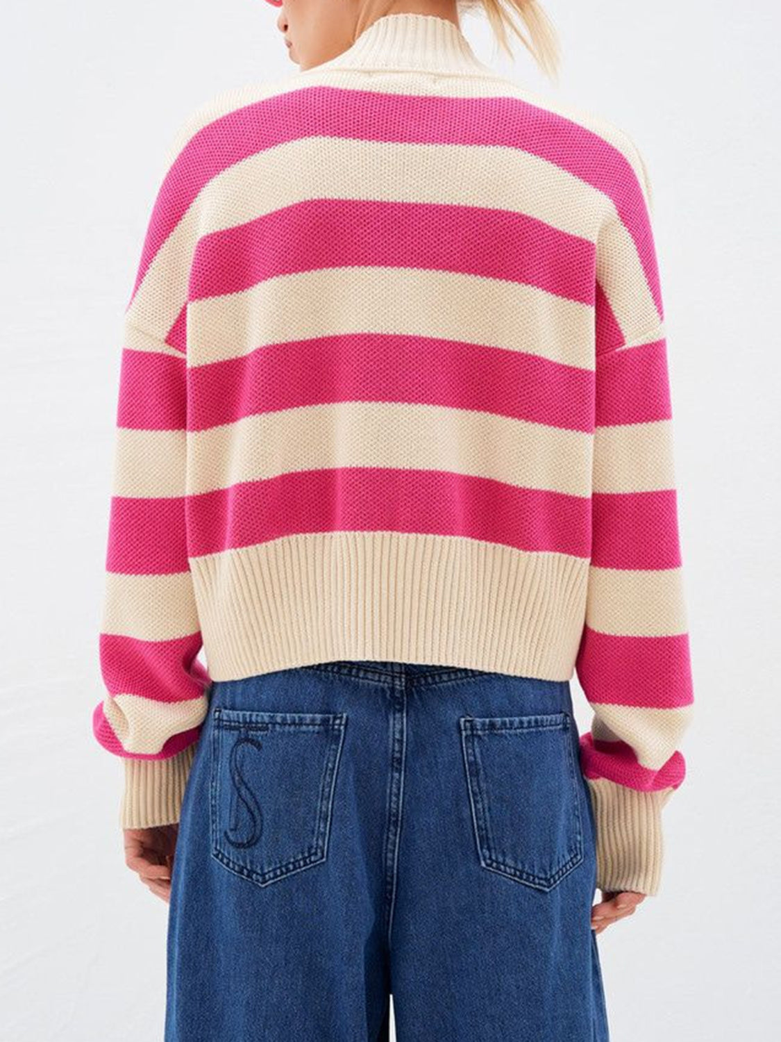 Striped Button Down Drop Shoulder Cardigan-Angel Casuals