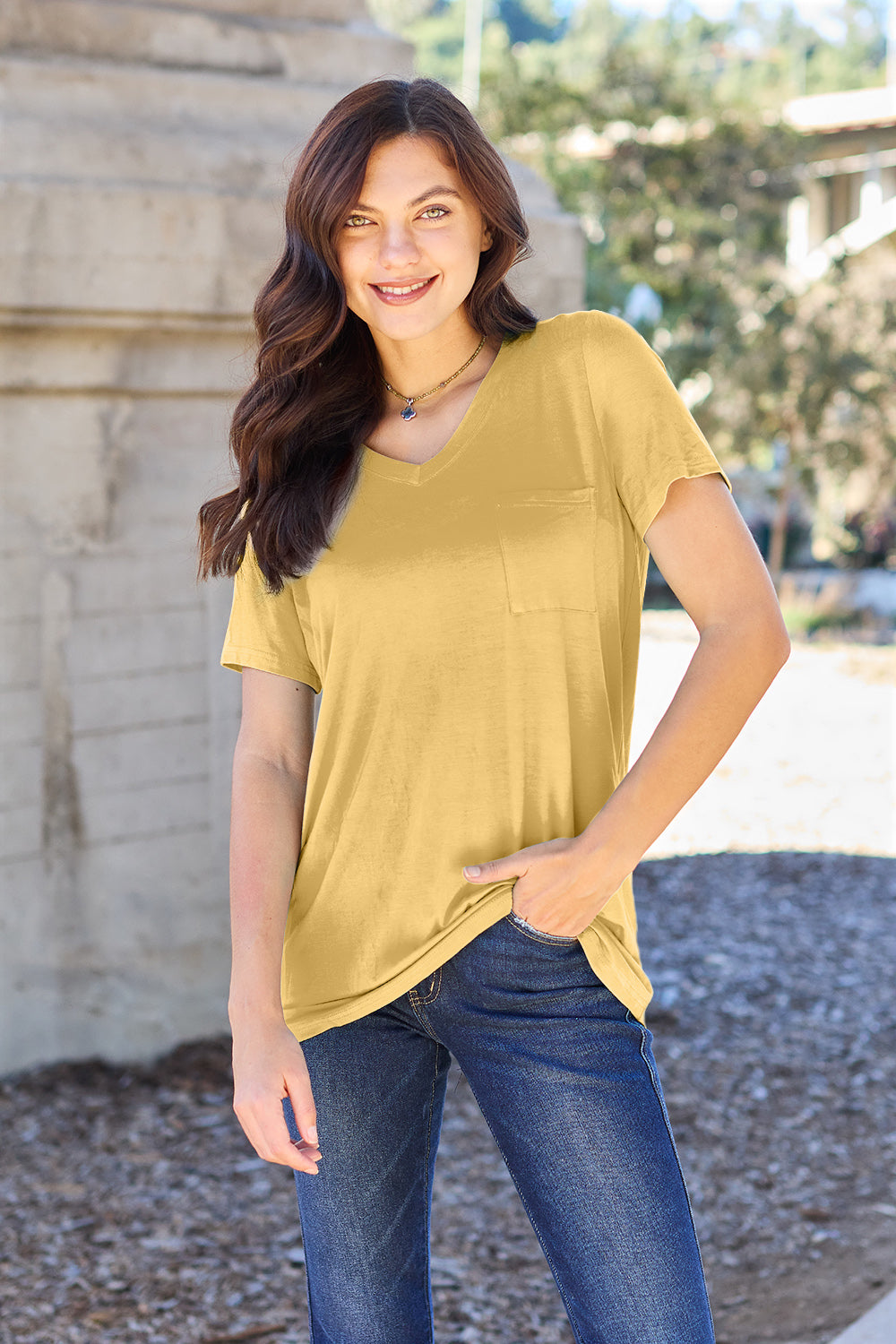Basic Bae Bamboo Full Size V-Neck Short Sleeve T-Shirt-Angel Casuals