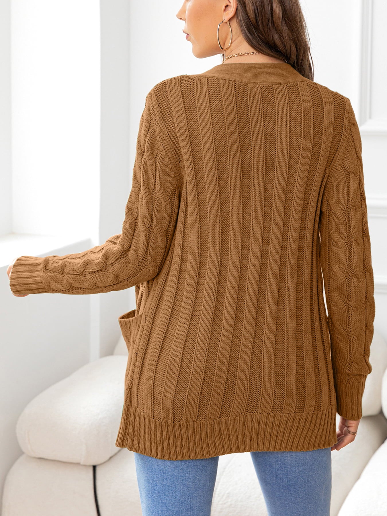 Button Down Cable-Knit Cardigan-Angel Casuals