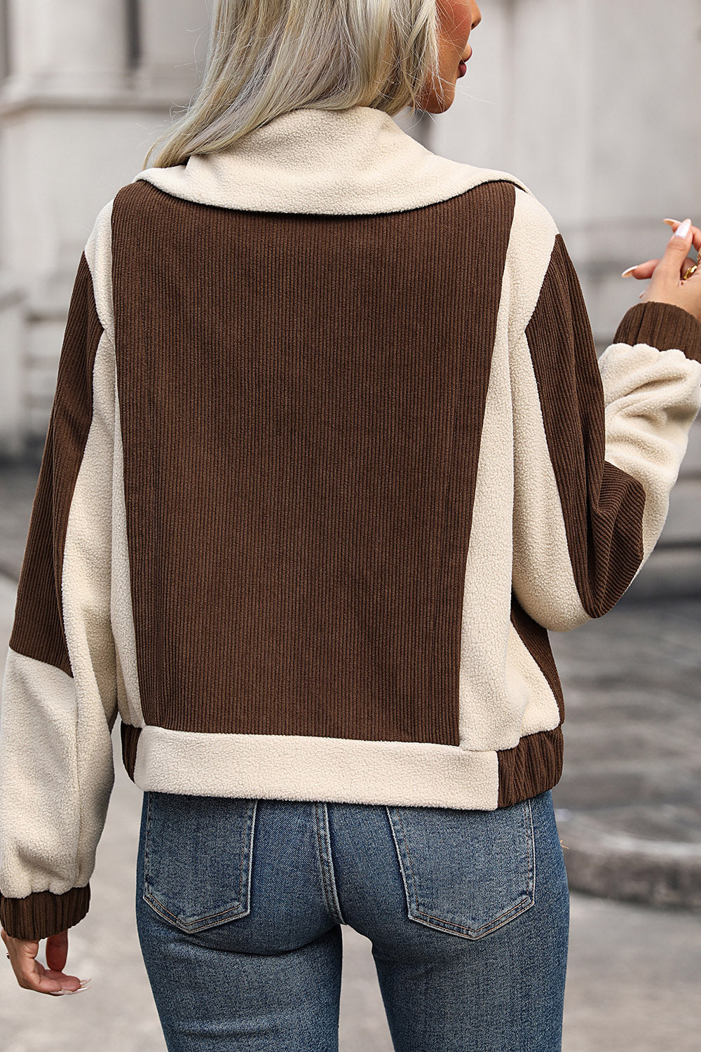 Perfee Color Block Zip Up Pocketed Jacket-Angel Casuals
