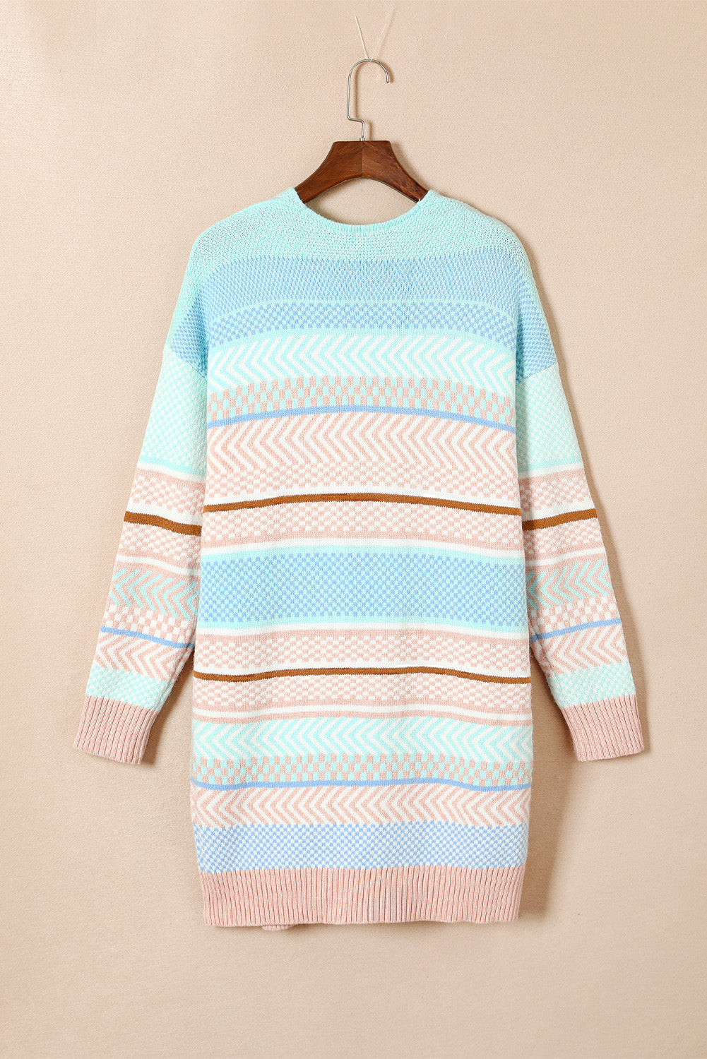 Color Block Pocketed Dropped Shoulder Cardigan-Angel Casuals