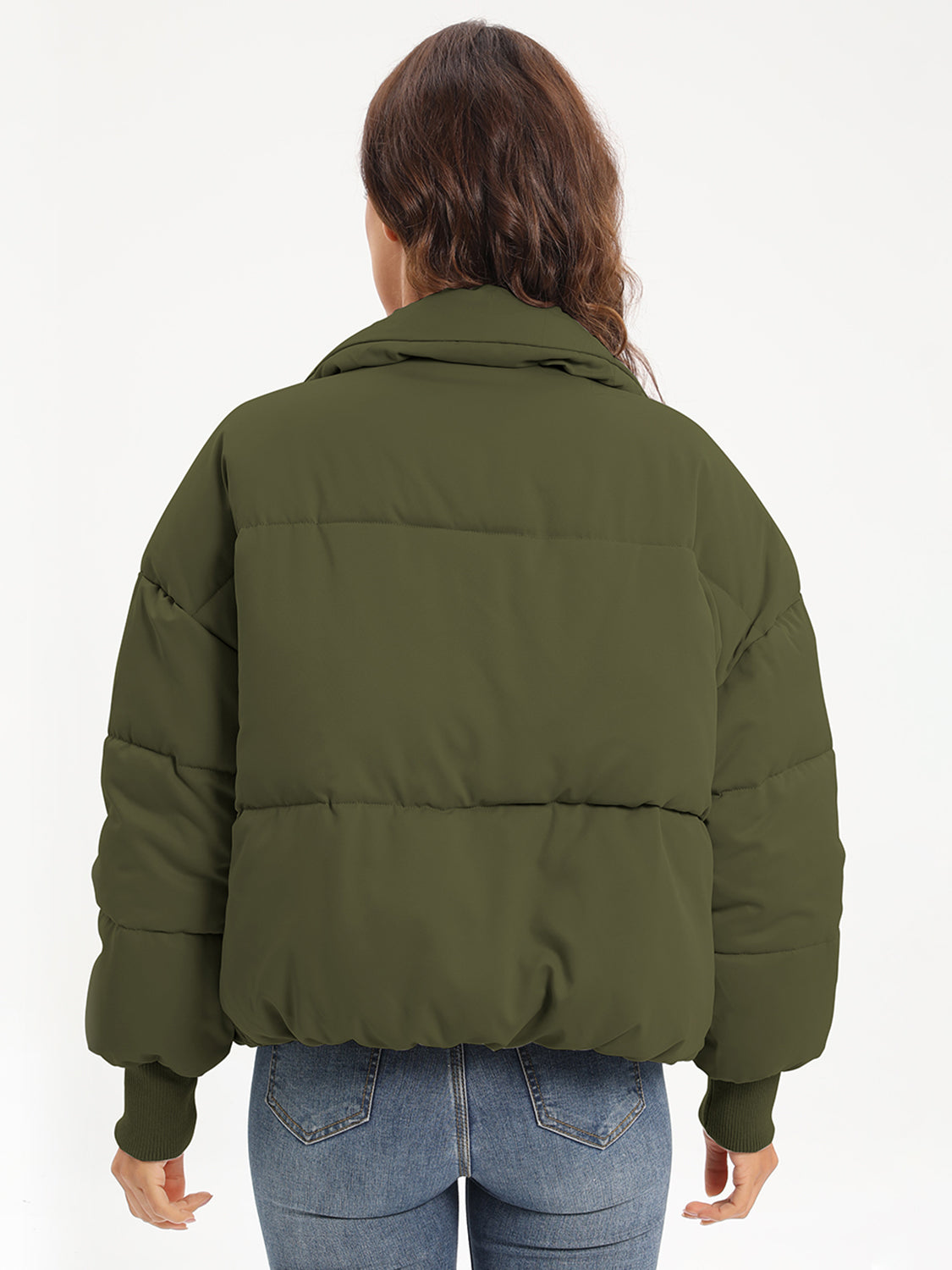 Zip Up Turtleneck Long Sleeve Winter Coat-Angel Casuals